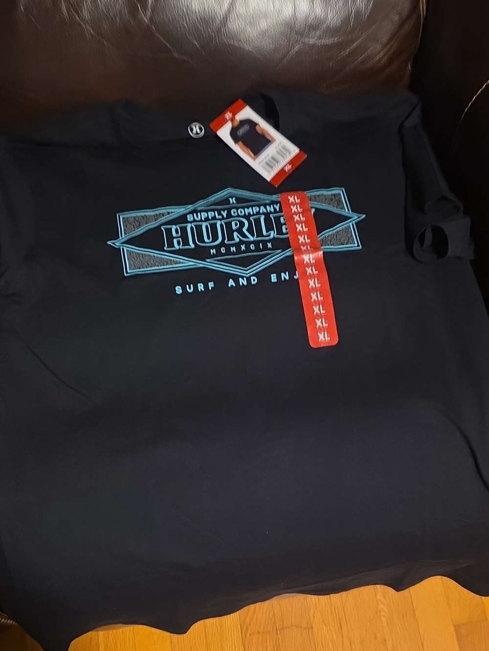 Hurley Black Short-Sleeve Tee with Light Blue Logo